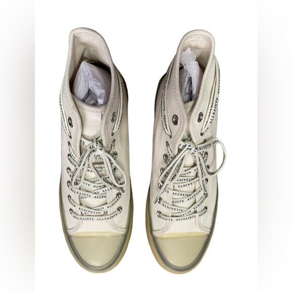 AllSaints Size 9 Women's Jaxal Canvas High Top Sneakers White New In Box NEW - Picture 10 of 11